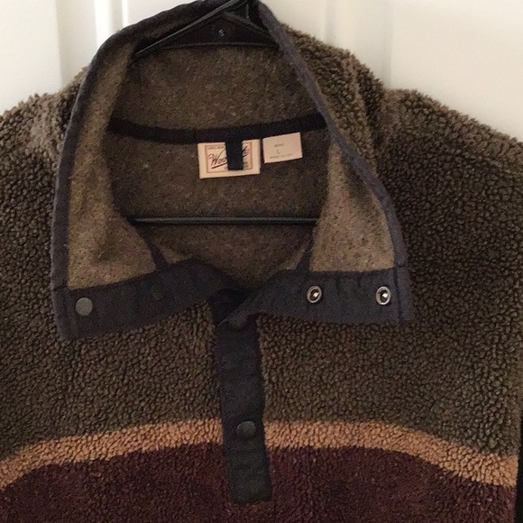 Men’s Woolrich Deep Pile Fleece Snap Button Closure Relax Fit Size Large - Picture 3 of 5